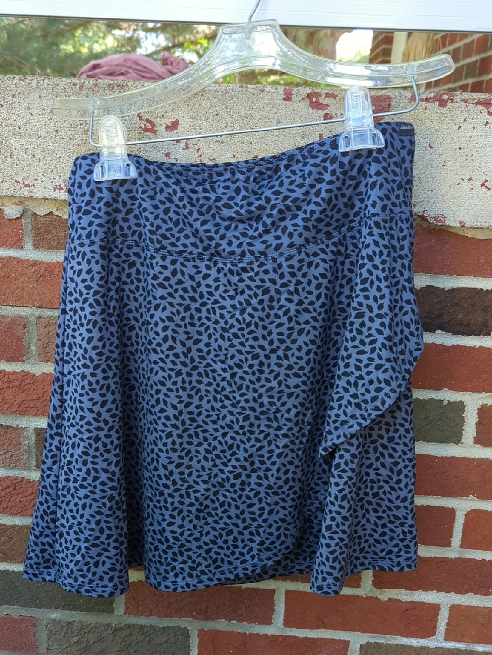 Eddie Bauer Blue Leaf-Print Skater Skirt